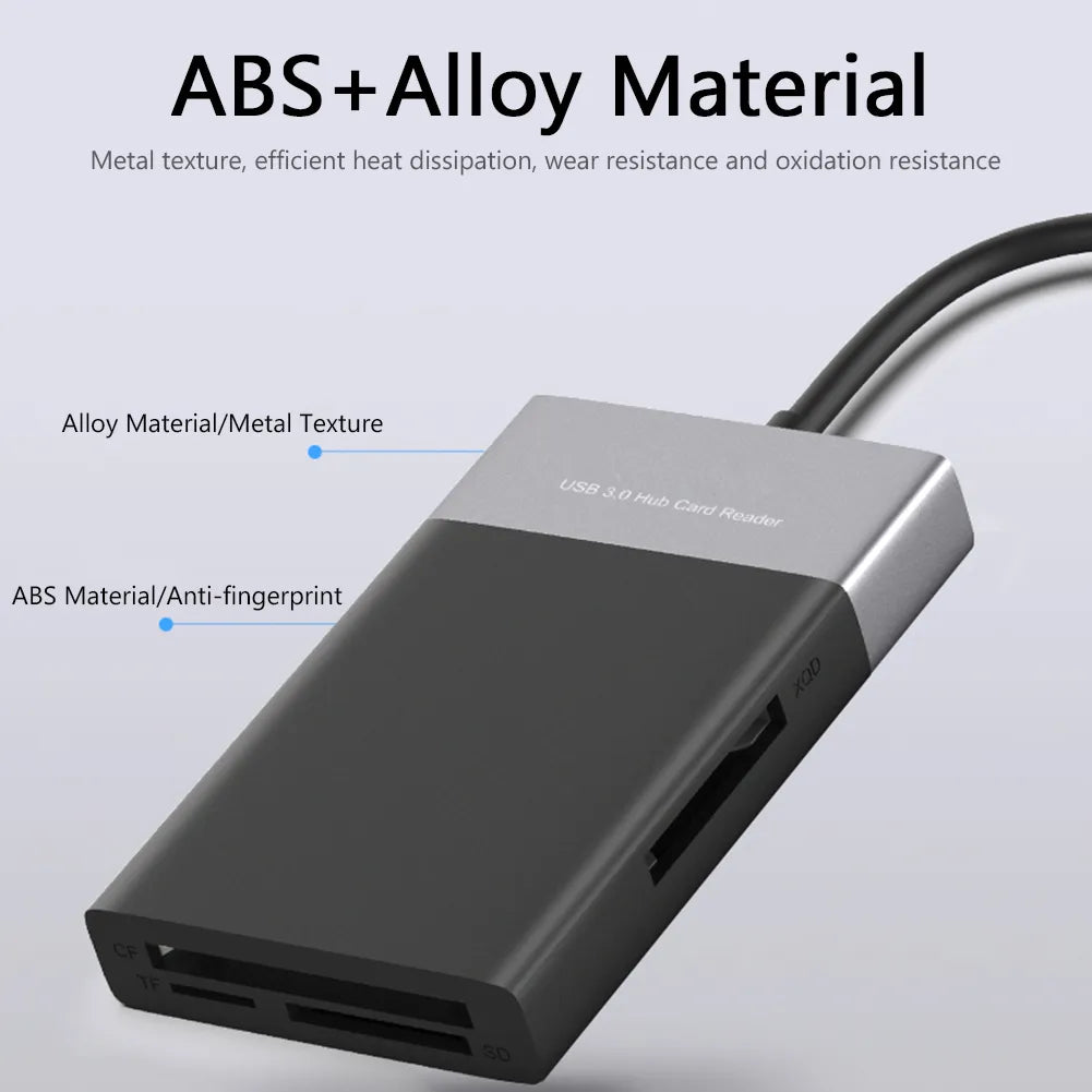 Onten 6 In 1 Multi Memory Card Reader USB 3.0 2 Port HUB Adapter for XQD CF Compact Flash TF Micro SD Card and U Flash Disk Drive Read Onten 6 In 1 Multi Memory Card Reader USB 3.0 2 Port HUB Adapter for XQD CF Compact Flash TF Micro SD Card and U Flash Disk Drive Read